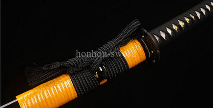 1095 Kohlenstoffstahl Katana Blaue Klinge Japanisches Samurai-Schwert Full Tang Schwarz 