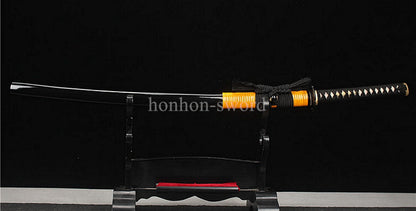 1095 Kohlenstoffstahl Katana Blaue Klinge Japanisches Samurai-Schwert Full Tang Schwarz 