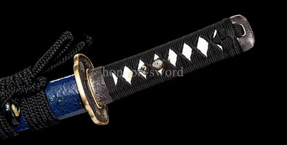 Katana à lame bleue en acier à haute teneur en carbone 1095, épée de samouraï japonais, épée complète noire 