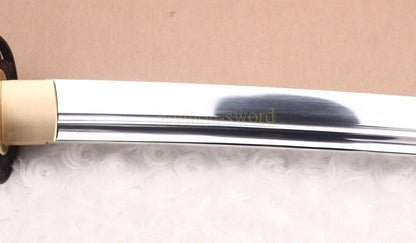1095 Kohlenstoffstahl Katana Blaue Klinge Japanisches Samurai-Schwert Full Tang Schwarz 