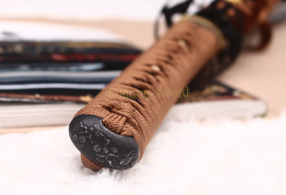 1095 Kohlenstoffstahl Katana Blaue Klinge Japanisches Samurai-Schwert Full Tang Schwarz 