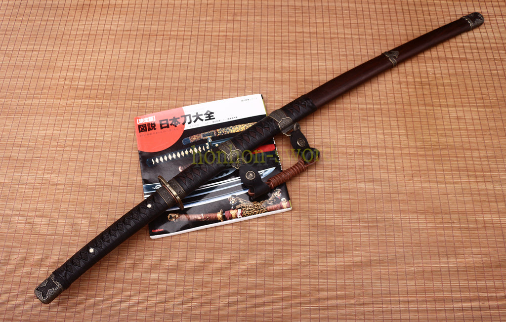 Katana à lame bleue en acier à haute teneur en carbone 1095, épée de samouraï japonais, épée complète noire 