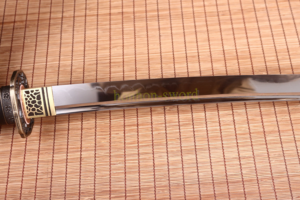 Katana à lame bleue en acier à haute teneur en carbone 1095, épée de samouraï japonais, épée complète noire 