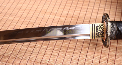 Katana à lame bleue en acier à haute teneur en carbone 1095, épée de samouraï japonais, épée complète noire 