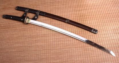 Katana à lame bleue en acier à haute teneur en carbone 1095, épée de samouraï japonais, épée complète noire 