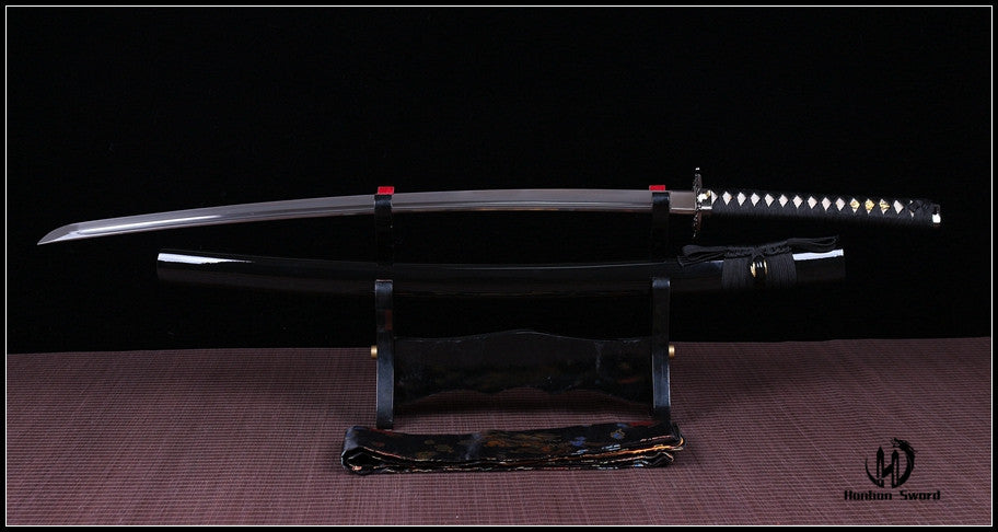 Aluminium Katana Japanisches Samurai Iaito Schwert Katana Full Tang Handgemachte ungeschärfte Klinge Schwarz 