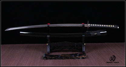 Aluminium Katana Japanisches Samurai Iaito Schwert Katana Full Tang Handgemachte ungeschärfte Klinge Schwarz 