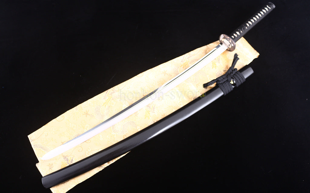 9260 Federstahl Japanisches Samurai Katana Schwert Full Tang Kogamasu-maru Zukuri Schwarz 