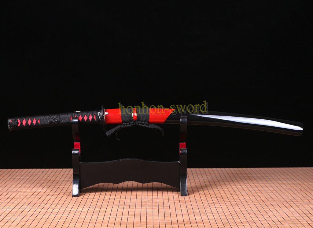 9260 Federstahl KO Katana Japanisches Samurai-Schwert Schwarz mit Bo-hi 