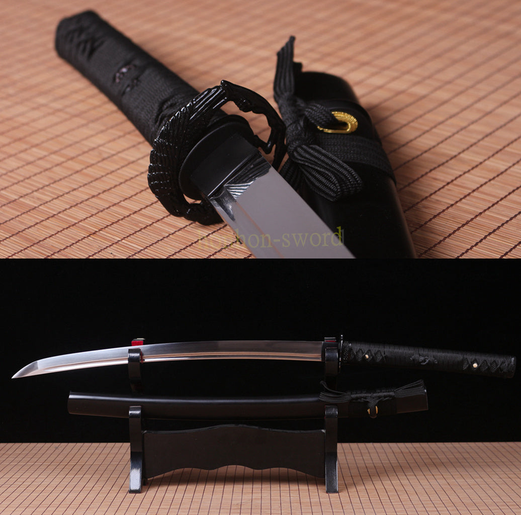 Handgeschmiedetes 9260 Federstahl KO-Katana Japanisches Samurai-Schwert Schwarz mit Bo-hi