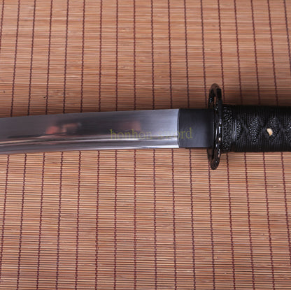 Handgeschmiedetes 9260 Federstahl KO-Katana Japanisches Samurai-Schwert Schwarz mit Bo-hi