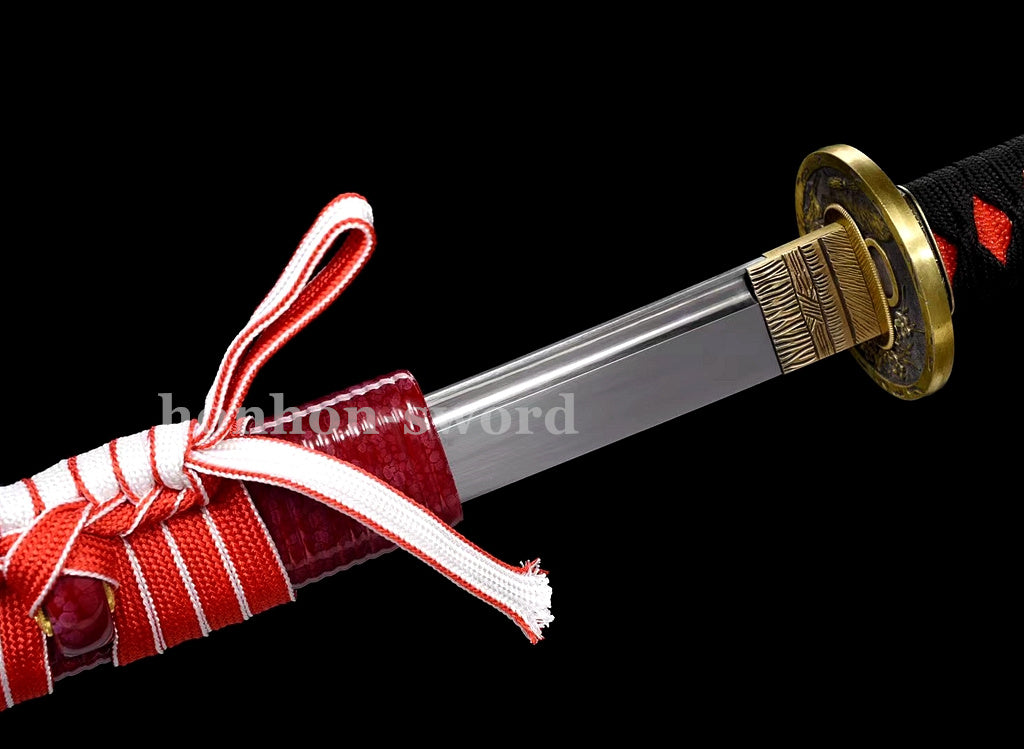 9260 Spring Steel Red Katana Japanese Samurai Sword Battle Ready