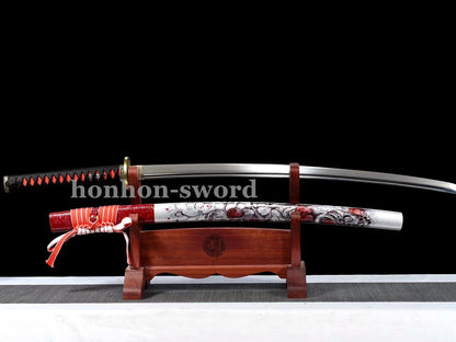 9260 Spring Steel Red Katana Japanese Samurai Sword Battle Ready