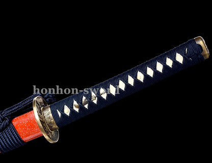 9260 Spring Steel Katana Mirror Polished Japanese Samurai Sword Red Samegawa Saya