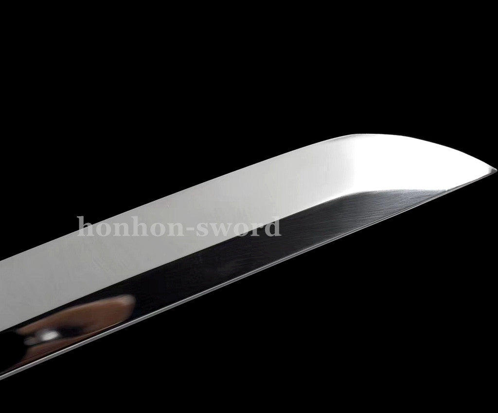 9260 Spring Steel Katana Mirror Polished Japanese Samurai Sword Red Samegawa Saya