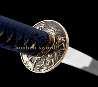 9260 Spring Steel Katana Mirror Polished Japanese Samurai Sword Red Samegawa Saya