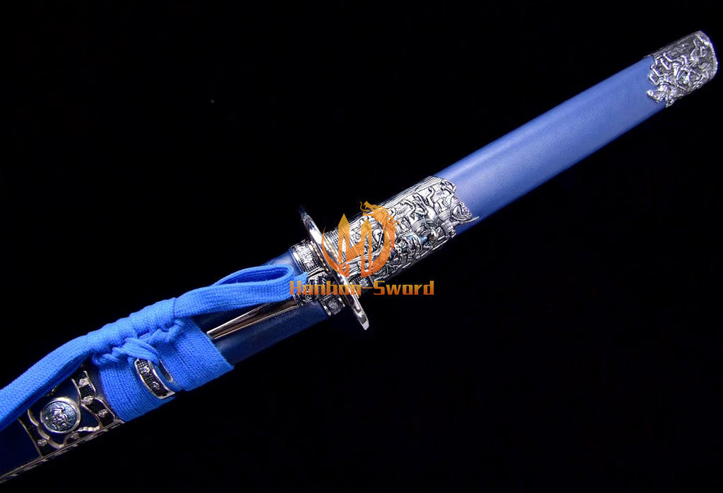 9260 Spring Steel Anime Katana Japanese Samurai Sword with Kozuka Full Tang Blue