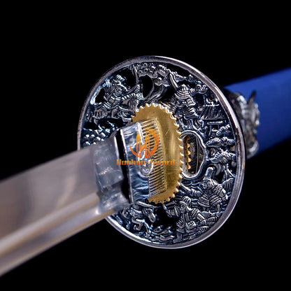 9260 Spring Steel Anime Katana Japanese Samurai Sword with Kozuka Full Tang Blue