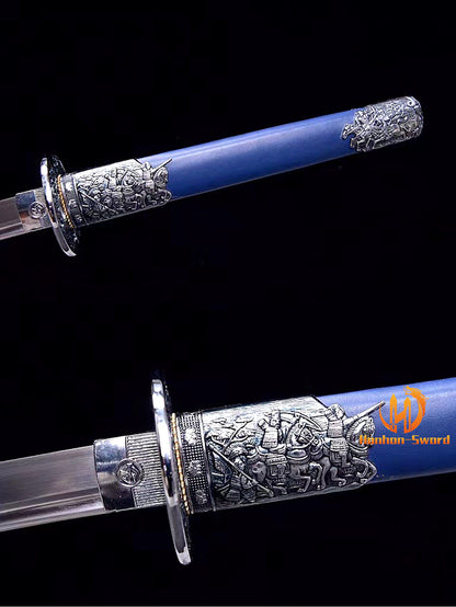 9260 Spring Steel Anime Katana Japanese Samurai Sword with Kozuka Full Tang Blue