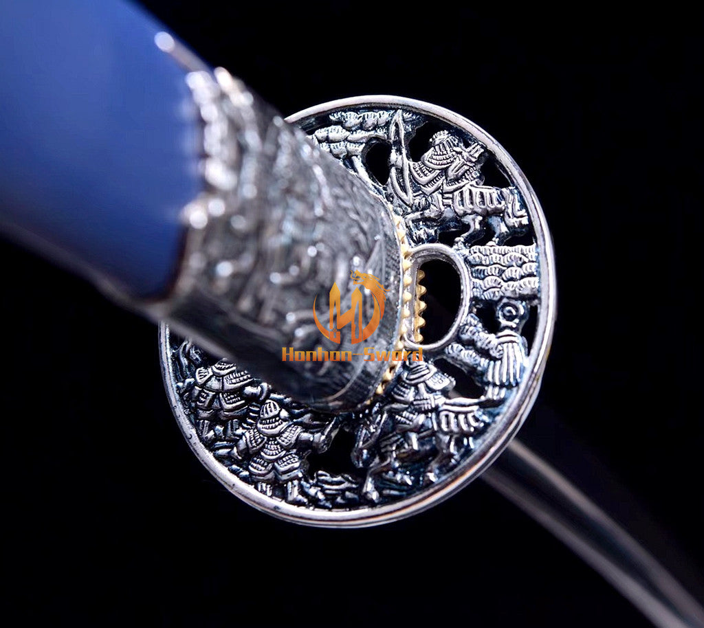 9260 Spring Steel Anime Katana Japanese Samurai Sword with Kozuka Full Tang Blue