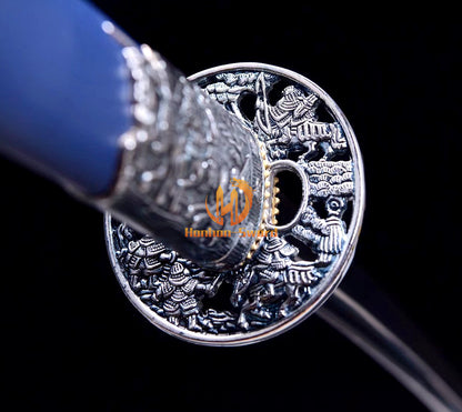 9260 Spring Steel Anime Katana Japanese Samurai Sword with Kozuka Full Tang Blue