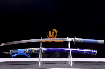 9260 Spring Steel Anime Katana Japanese Samurai Sword with Kozuka Full Tang Blue