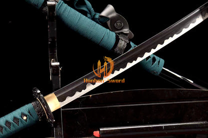 9260 Spring Steel Tachi Sword Japanese Real Samurai Sword Hand Forge for Battle Black