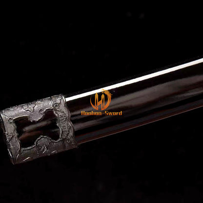 9260 Spring Steel Tachi Sword Japanese Real Samurai Sword Hand Forge for Battle Black