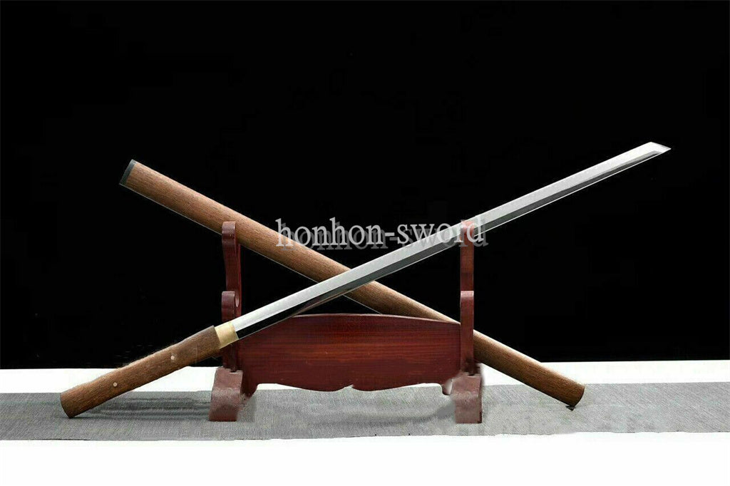 9260 Federstahl KAMASU-Kissaki Shirasaya Katana Japanisches Samuraischwert Braun 