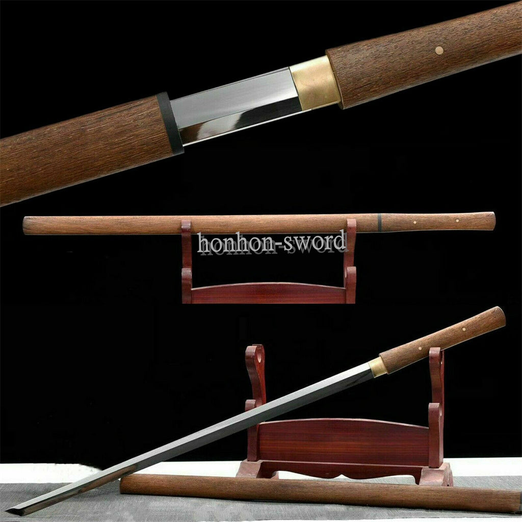 9260 Federstahl KAMASU-Kissaki Shirasaya Katana Japanisches Samuraischwert Braun 