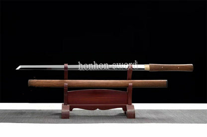 9260 Federstahl KAMASU-Kissaki Shirasaya Katana Japanisches Samuraischwert Braun 