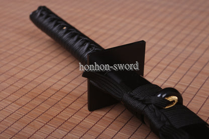 30" 9260 Federstahl Wakizashi Japanisches Samurai-Schwert Quadratische Tsuba Schwarz 