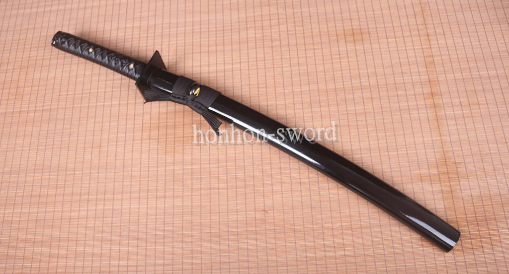 30" 9260 Federstahl Wakizashi Japanisches Samurai-Schwert Quadratische Tsuba Schwarz 