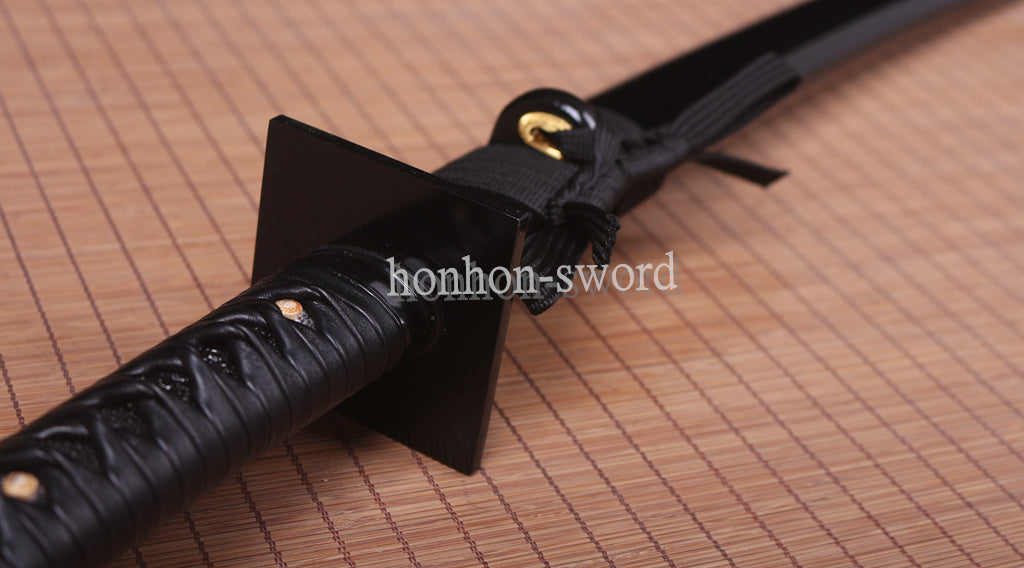 30" 9260 Federstahl Wakizashi Japanisches Samurai-Schwert Quadratische Tsuba Schwarz 