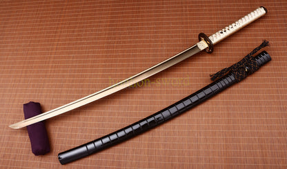 9260 Spring Steel Katana Gold Blade Japanese Samurai Practice Sword Full Tang Sword