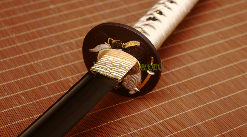 9260 Spring Steel Katana Gold Blade Japanese Samurai Practice Sword Full Tang Sword