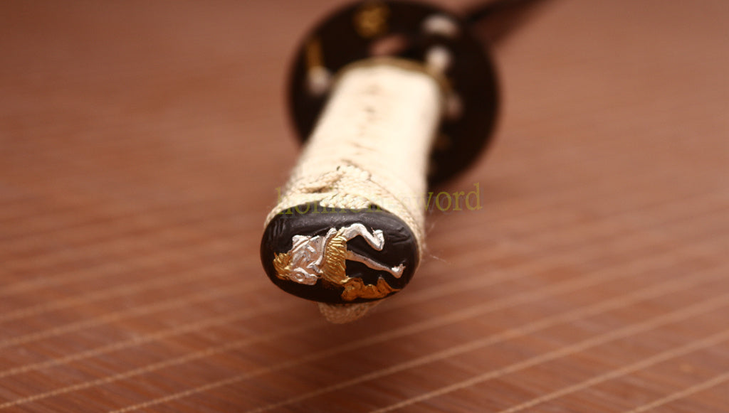 9260 Spring Steel Katana Gold Blade Japanese Samurai Practice Sword Full Tang Sword