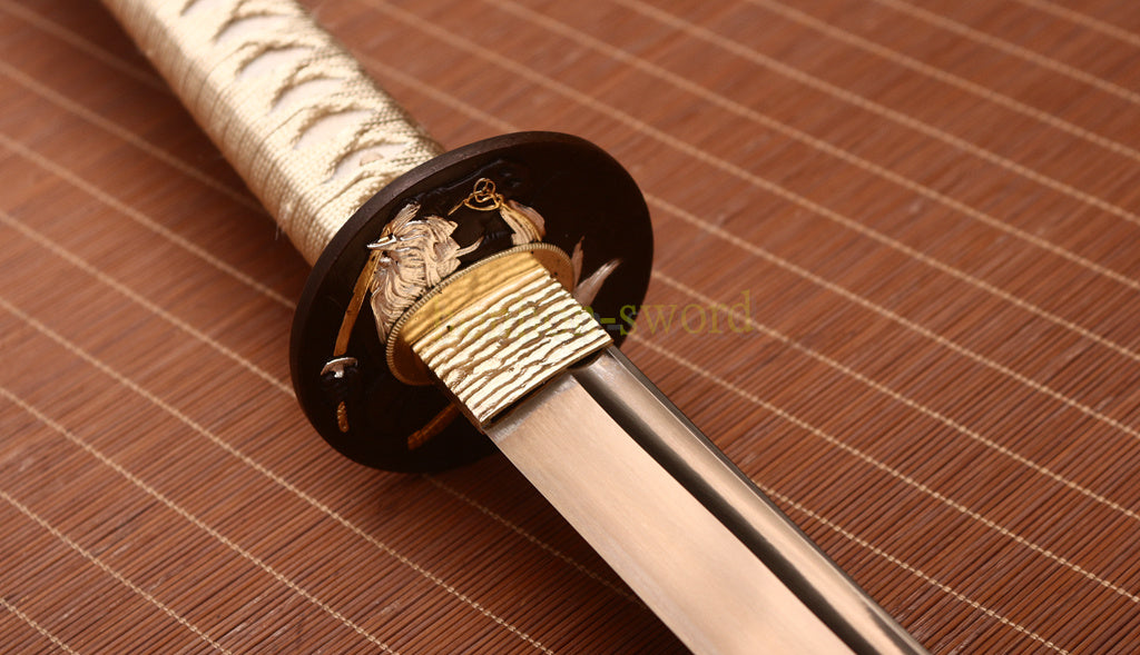 9260 Spring Steel Katana Gold Blade Japanese Samurai Practice Sword Full Tang Sword