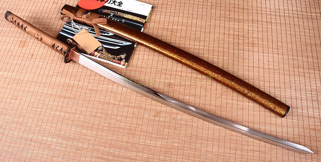 9260 Federstahl Japanisches Samurai Katana Schwert Full Tang Kogamasu-maru Zukuri Golden 