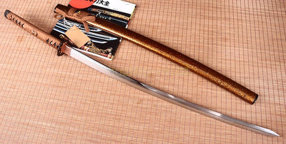 9260 Federstahl Japanisches Samurai Katana Schwert Full Tang Kogamasu-maru Zukuri Golden 