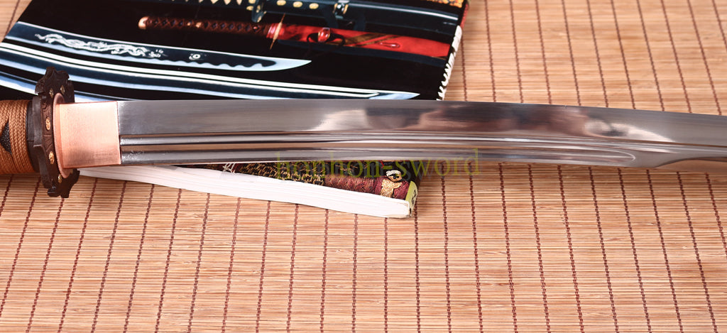 9260 Spring Steel Katana KOGARASUMARU Japanese Samurai Sword Full Tang Sword Gold
