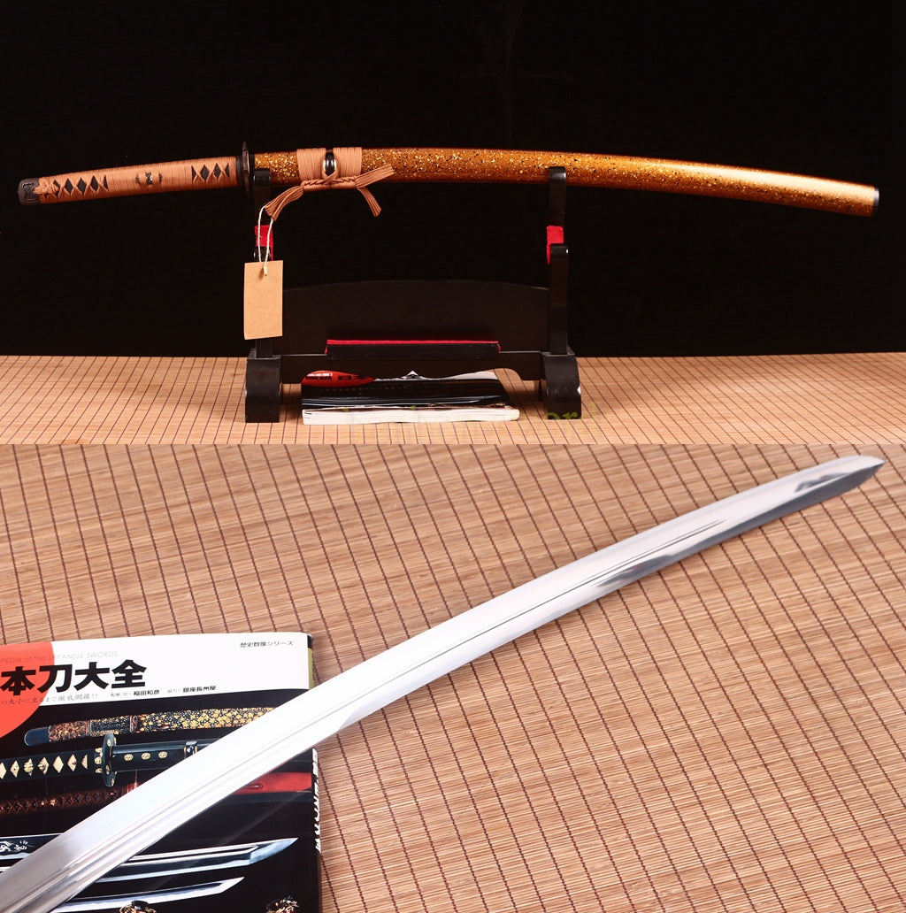 9260 Spring Steel Katana KOGARASUMARU Japanese Samurai Sword Full Tang Sword Gold