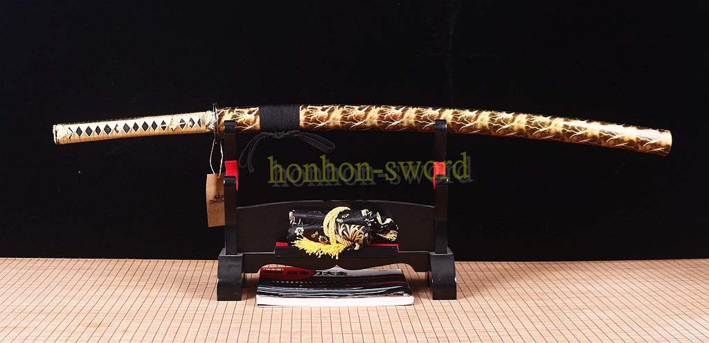9260 Spring Steel Budget Katana Japanese Samurai Practice Sword Full Tang Sword Gold