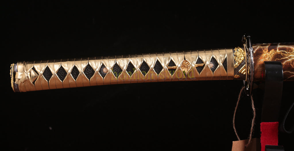 9260 Spring Steel Budget Katana Japanese Samurai Practice Sword Full Tang Sword Gold