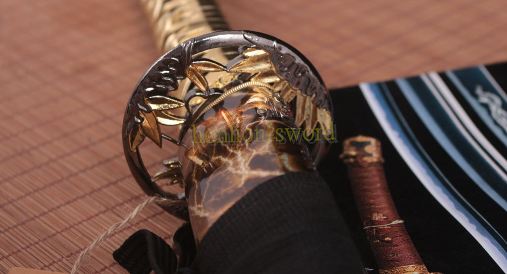 9260 Spring Steel Budget Katana Japanese Samurai Practice Sword Full Tang Sword Gold