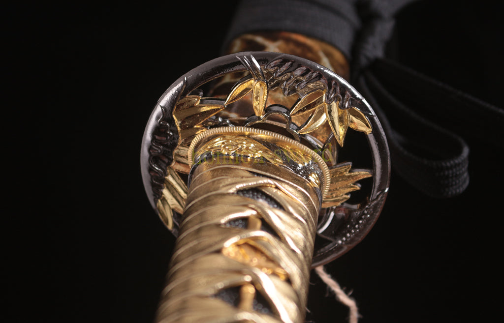 9260 Spring Steel Budget Katana Japanese Samurai Practice Sword Full Tang Sword Gold