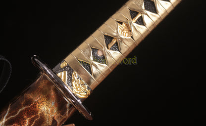 9260 Spring Steel Budget Katana Japanese Samurai Practice Sword Full Tang Sword Gold