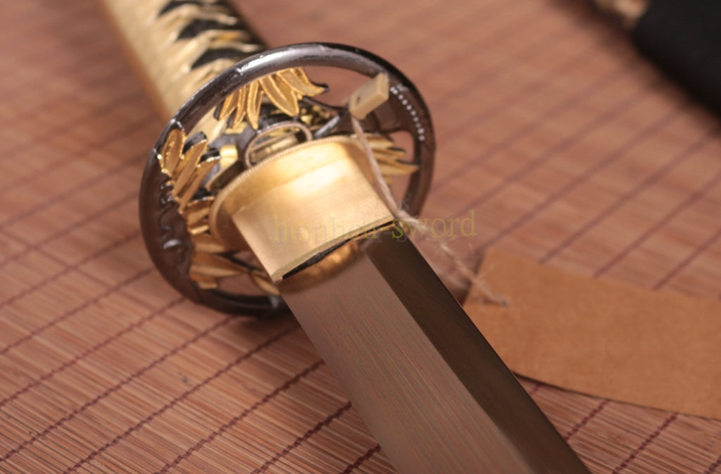 9260 Spring Steel Budget Katana Japanese Samurai Practice Sword Full Tang Sword Gold