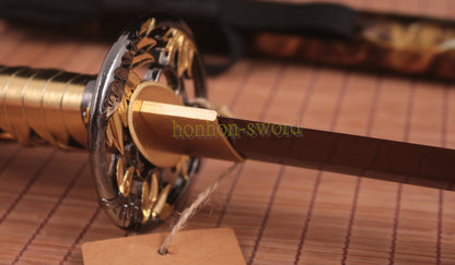 9260 Spring Steel Budget Katana Japanese Samurai Practice Sword Full Tang Sword Gold