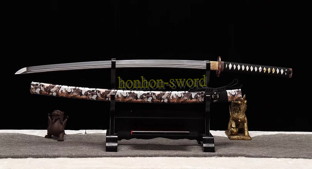 Ungeschärftes 9260 Federstahl Iaido Katana Japanisches Samurai-Schwert Full Tang für das Training Schwarz 